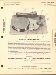 crescent model e1000 wire recorder phonograph sams photofact manual crescent model e1000 wire recorder phonograph sams photofact manual