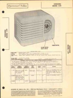 concord model 1-411 4 tube am radio receiver sams photofact manual