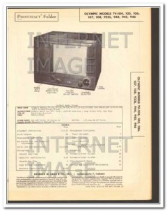 olympic model tv-104 5 6 7 8 922l 944 5 6 tv sams photofact manual