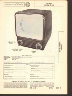 crosley model 10-401 tv television receiver sams photofact manual