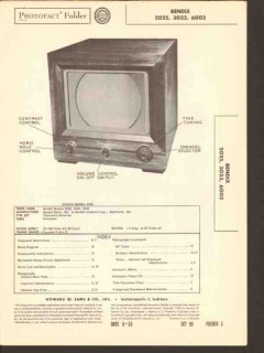 bendix model 2025 2033 6002 television receiver sams photofact manual
