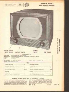 emerson models 650 654 tv television receiver sams photofact manual