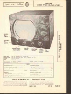 tele-tone model tv-315 tv television receiver sams photofact manual