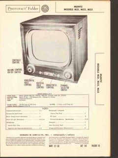 muntz model m31 m32 m33 tv television receiver sams photofact manual