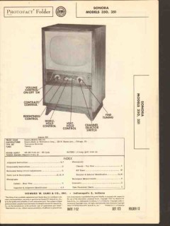 sonora model 350 351 tv television receiver sams photofact manual sonora model 350 351 tv television receiver sams photofact manual