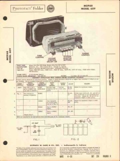 mopar model 609 6 tube am car radio receiver sams photofact manual