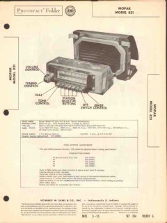 mopar model 821 8 tube am car radio receiver sams photofact manual