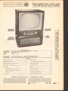 muntz model 2763a 2764a 2765a tv television sams photofact manual