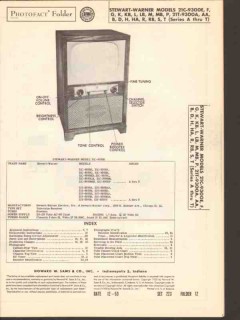 stewart-warner model 21x-9300x tv television sams photofact manual