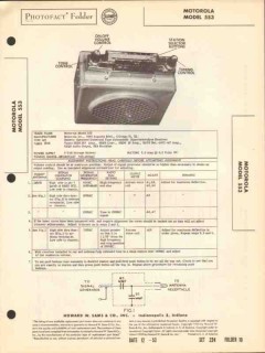 motorola model 553 6 tube am car radio receiver sams photofact manual