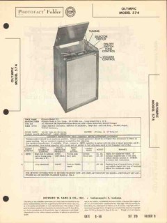 olympic model 574 am radio receiver phonograph sams photofact manual  olympic model 574 am radio receiver phonograph sams photofact manual