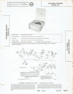 columbia model 416 3-speed record changer phono sams photofact manual