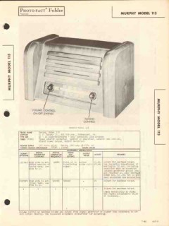 murphy model 113 5 tube am radio receiver sams photofact manual murphy model 113 5 tube am radio receiver sams photofact manual