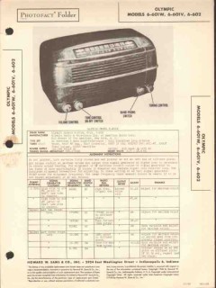 olympic model 6-601w 6-601v 6-602 am radio sams photofact manual