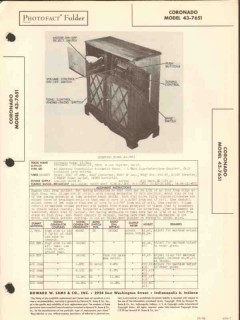 coronado model 43-7651 am sw radio phonograph sams photofact manual