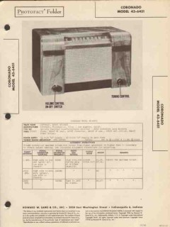 coronado model 43-6451 5 tube am radio receiver sams photofact manual coronado model 43-6451 5 tube am radio receiver sams photofact manual