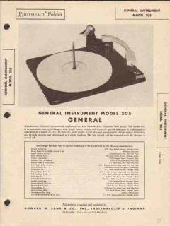 general instrument model 205 phonograph player sams photofact manual general instrument model 205 phonograph player sams photofact manual