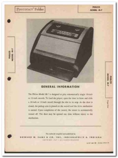 philco model m-7 automatic record player phono sams photofact manual philco model m-7 automatic record player phono sams photofact manual