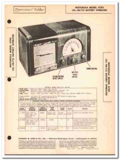 motorola model 47b11 4-tube battery am radio sams photofact manual