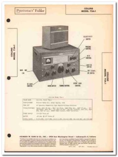 collins model 75a-1 14-tube multi-band receiver sams photofact manual