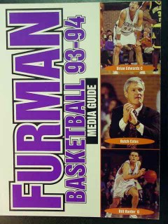 furman basketball 1993-94 butch estes university media guide program