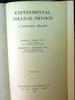 experimental college physics vintage marsh white kenneth manning book