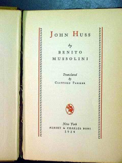 john huss by benito mussolini 1929 vintage book