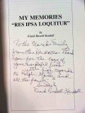 my memories res ipsa loquitur frank russell kendall signed book