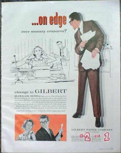 gilbert paper company 1961 on edge over smeary erasures vintage ad gilbert paper company 1961 on edge over smeary erasures vintage ad