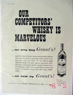 grants scotch 1960 our competitors whiskey is marvelous vintage ad