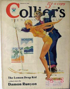 colliers 1934 scott evans snow ski swimmer cover print colliers 1934 scott evans snow ski swimmer cover print