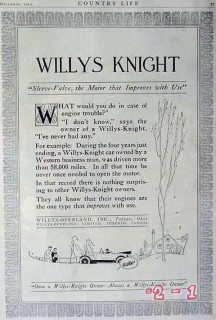 willys overland 1919 sleeve valve motor improves knight car vintage ad