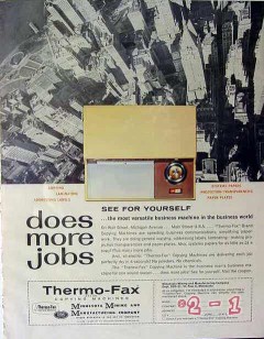 minnesota mining mfg company 1961 thermo-fax copy machine vintage ad
