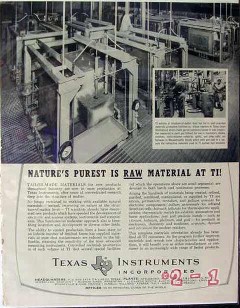 texas instruments inc 1961 natures purest raw material ti vintage ad