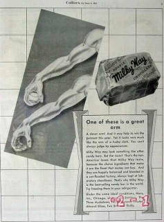 mars inc 1934 one of these is a great arm milky way candy vintage ad