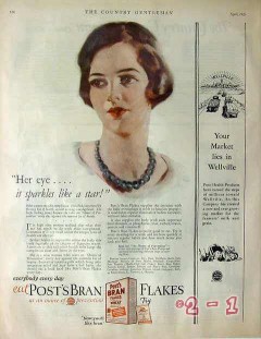 postum cereal company 1926 eye sparkles like a star post vintage ad
