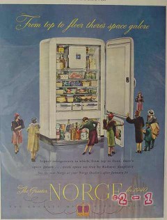 norge refrigerator 1940 top to floor space galore rollator vintage ad