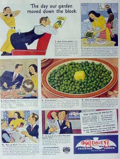 frosted foods sales 1940 day garden moved birds eye peas vintage ad