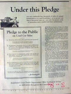 studebaker 1926 under this pledge to the public used car vintage ad