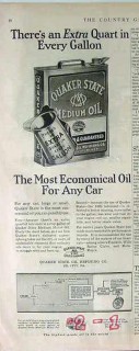 quaker state oil refining corp 1926 extra quart gallon vintage ad quaker state oil refining corp 1926 extra quart gallon vintage ad