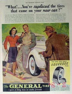 general tire rubber company 1940 replaced tires new car vintage ad