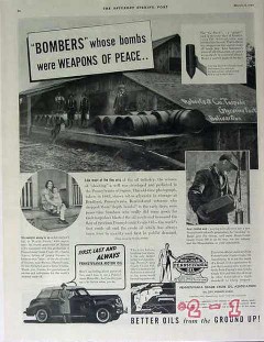 pennsylvania grade crude oil 1940 bombers weapons of peace vintage ad pennsylvania grade crude oil 1940 bombers weapons of peace vintage ad