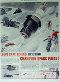 champion spark plugs 1940 leave care behind snow skiing vintage ad champion spark plugs 1940 leave care behind snow skiing vintage ad