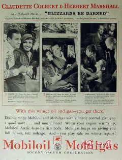mobiloil mobilgas 1934 socony vacuum claudette colbert vintage ad mobiloil mobilgas 1934 socony vacuum claudette colbert vintage ad