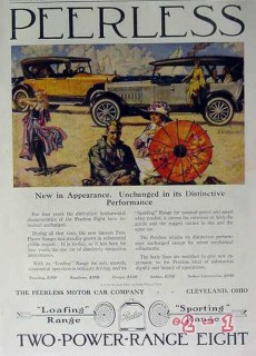 peerless motor car company 1919 two-power-range eight car vintage ad
