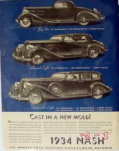 nash 1934 cast new mold big six advanced ambassador car vintage ad