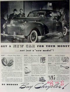 chrysler 1940 new yorker sedan car for your money model vintage ad