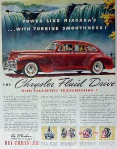 chrysler 1941 fluid drive vacamatic transmission car vintage ad