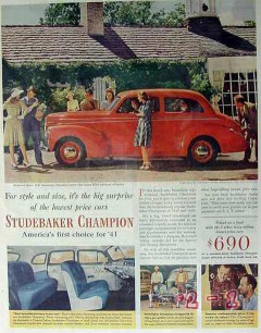 studebaker 1941 champion custom sedan car vintage ad
