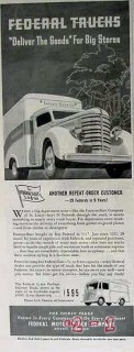 federal motor truck 1940 famous-barr deliver goods stores vintage ad